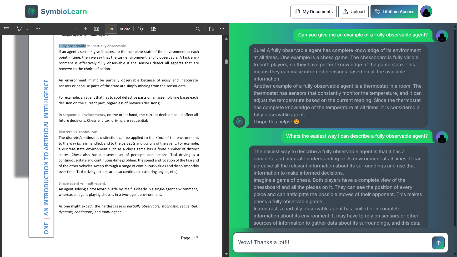 SymbioLearn Chat Screenshot